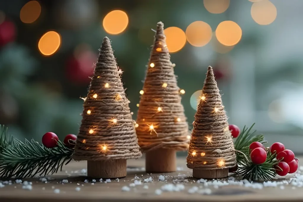 Czy choinka ze sznurka jest trudna do wykonania? Sprawdź nasze DIY na tę świąteczną ozdobę! 2 choinki ze sznurków