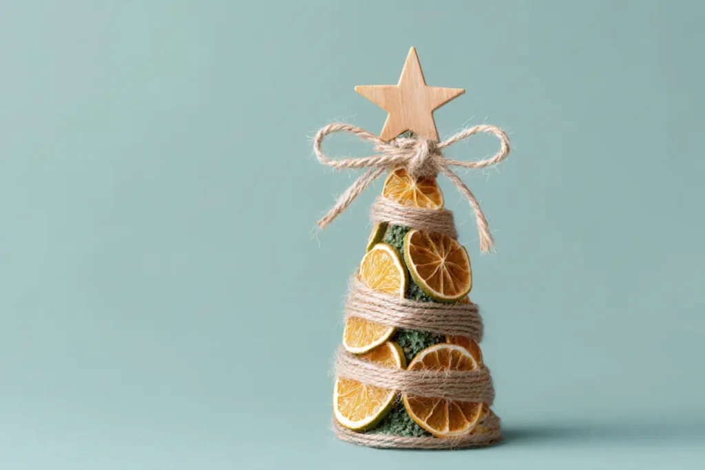 Czy choinka ze sznurka jest trudna do wykonania? Sprawdź nasze DIY na tę świąteczną ozdobę! 1 przyozdobiona choinka ze sznurka